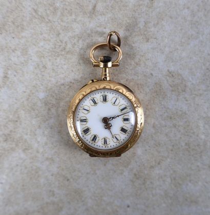 Montre de col en or jaune 18K (750 ‰), cadran...