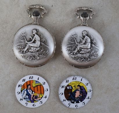 Ensemble de deux montres érotiques, les boîtier...