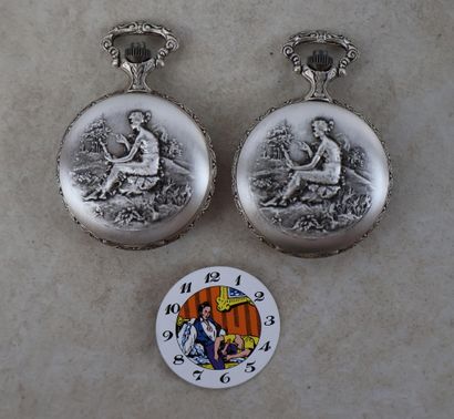 Ensemble de deux montres érotiques, les boîtier...