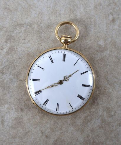 Grande montre de poche en or 18K (750 ‰),...