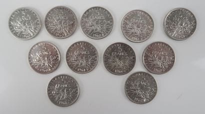 Onze pièces de 5 francs 