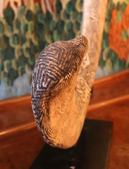 Bone engraved with multiple geometric motifs,...