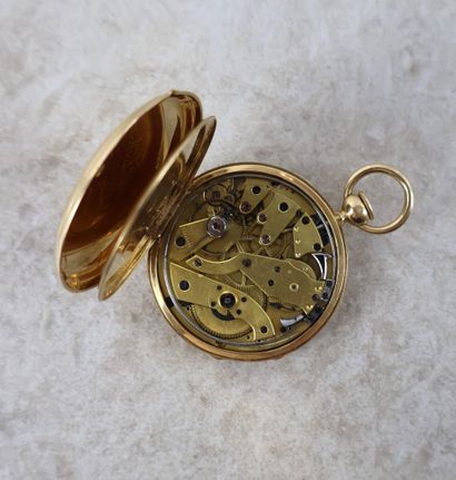 Grande montre de poche en or 18K (750 ‰),...