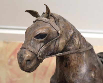 Leather-clad horse 
H. approx. 42 cm