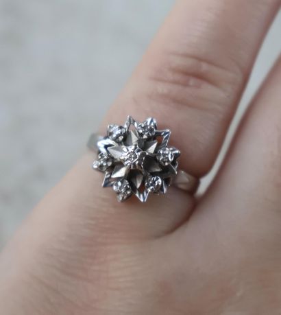 Bague en or 18K 750/1000, poinçonné au hibou,...