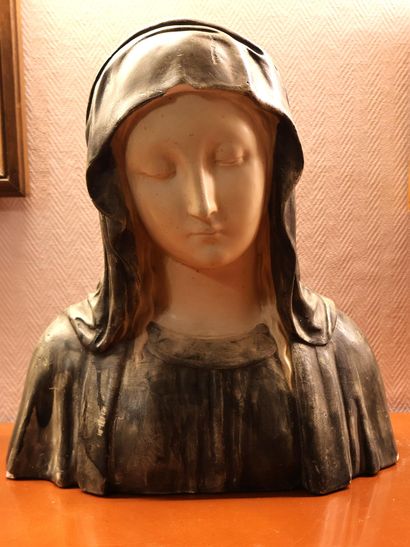 Bust of a Virgin, in patinated plaster 
H....