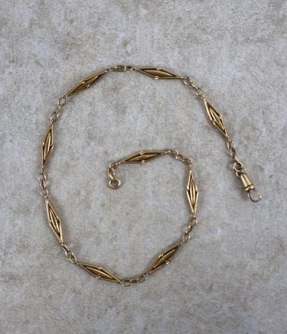 Chaine de montre en or jaune 18K 750/1000,...