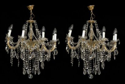 Paire de lustres en verre Venise à huit bras...