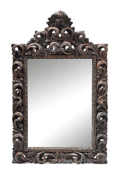 Miroir rectangulaire en chêne mouluré et...