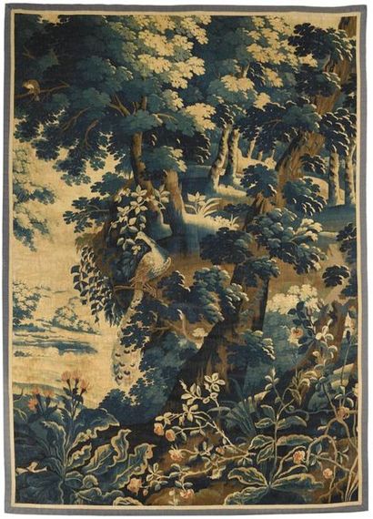 FLANDRES, début XVIIIe.
Verdure au paon.
Tapisserie...