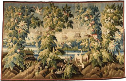 AUBUSSON, milieu XVIIIe.
Verdure à la pagode...
