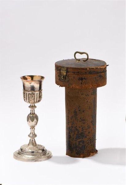 Calice en argent doré et bronze argenté,...