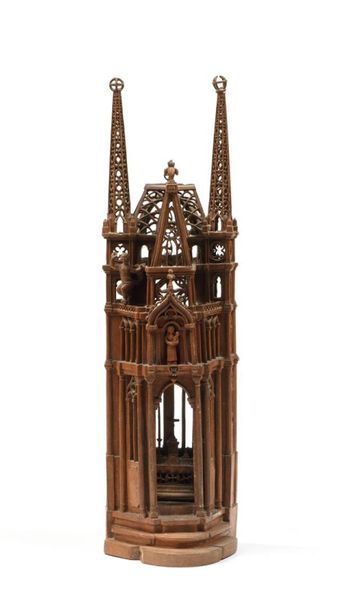 Oeuvre de maîtrise en bois sculpté figurant...