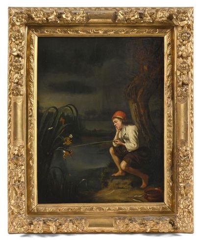 Attribué à Godfried SCHALKEN (1643-1706).
Jeune...