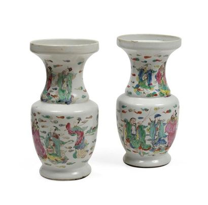 CHINE, fin XIXe, début XXe.
Paire de vases...