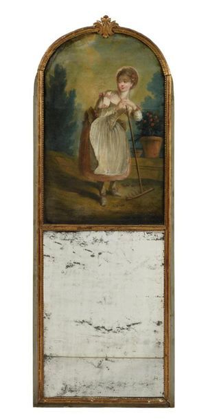 Trumeau en bois sculpté et doré à décor de...