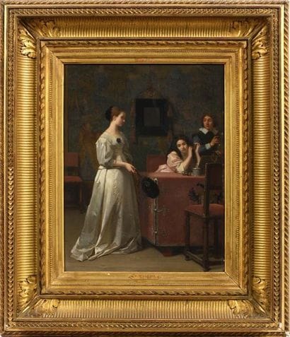 Florent WILLEMS (1823-1905).
La conversation.
Panneau...