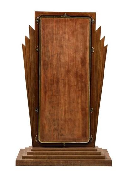 Miroir triptyque rectangulaire en bois et...