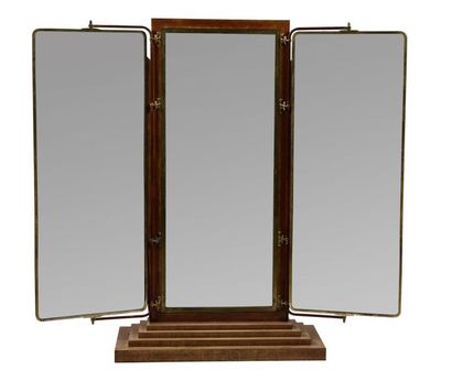 Miroir triptyque rectangulaire en bois et...
