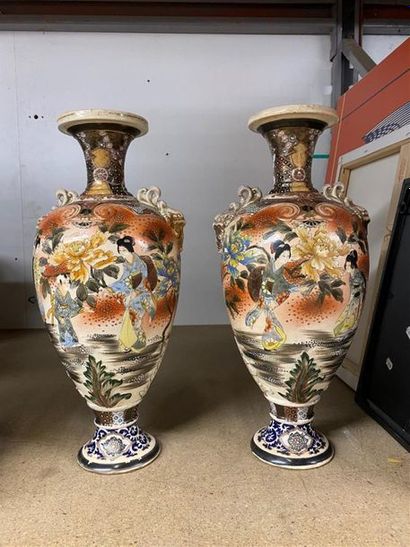JAPON, SATSUMA, première moitié XXe.
Paire...