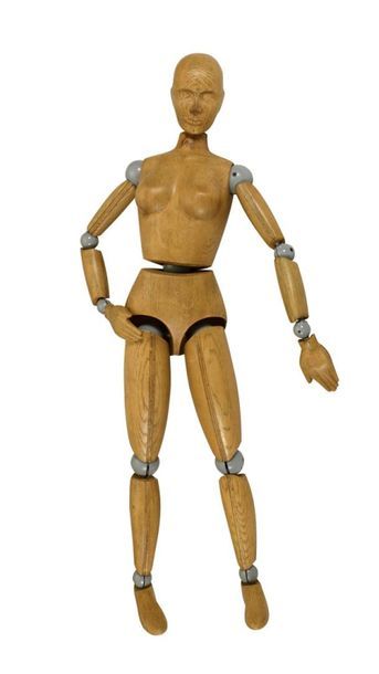 Mannequin d'étude articulé en résine patinée...