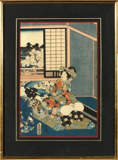 JAPON, XIXe
Ensemble de 7 estampes de Toyokuni...