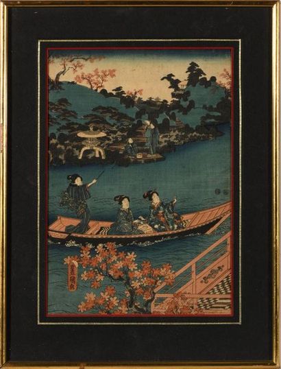 JAPON, XIXe
Ensemble de 7 estampes de Toyokuni...