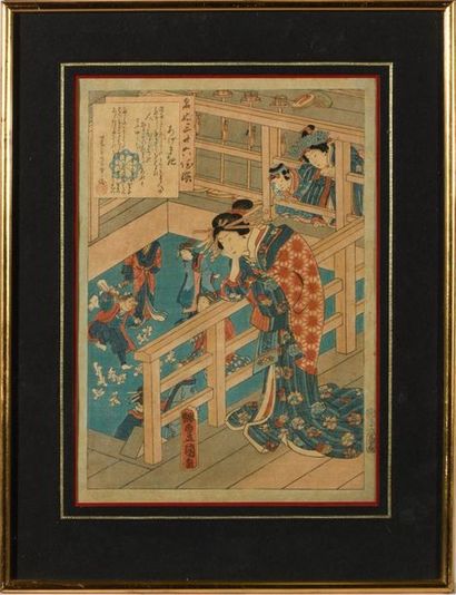JAPON, XIXe
Ensemble de 7 estampes de Toyokuni...