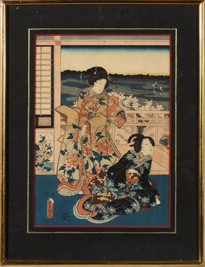 JAPON, XIXe
Ensemble de 7 estampes de Toyokuni...