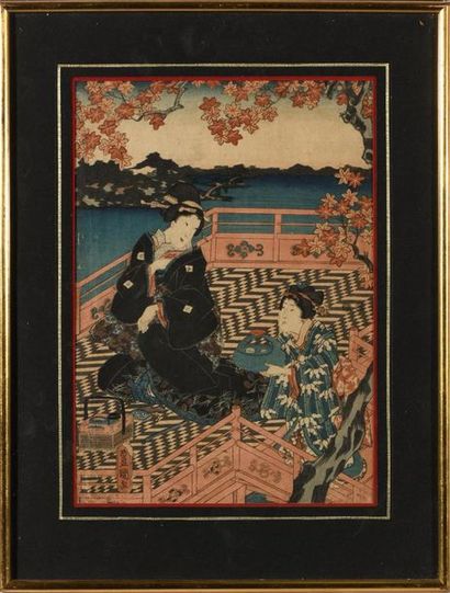 JAPON, XIXe
Ensemble de 7 estampes de Toyokuni...