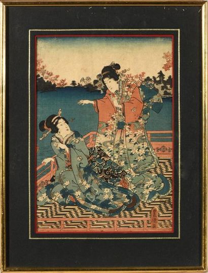 JAPON, XIXe
Ensemble de 7 estampes de Toyokuni...