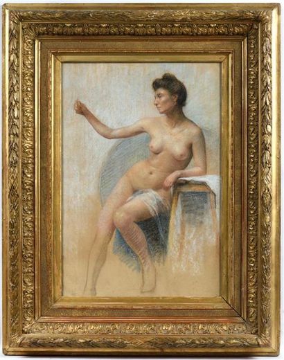 Ecole française début XXe.
Nu féminin.
Pastel.
54...