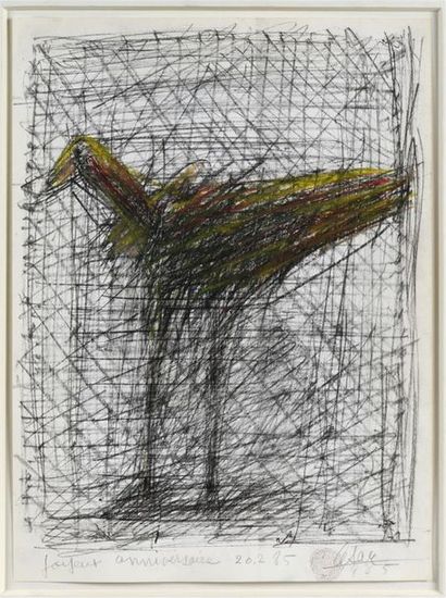CESAR (1921-1998).
La Poulette.
Crayon gras...