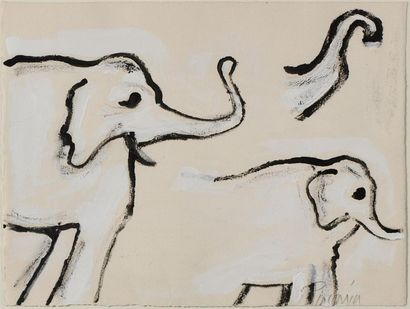 Jean-Pierre PINCEMIN (1944-2005).
Les éléphants.
Acrylique...