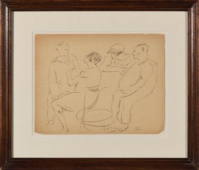 Jules PASCIN (1885-1930).
La discussion.
Dessin...