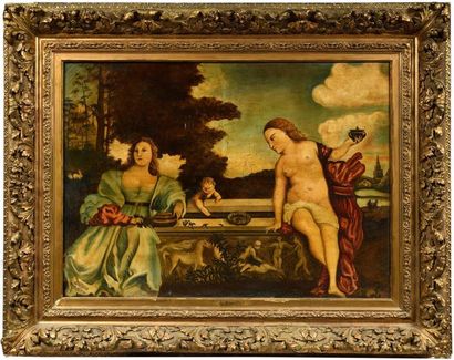 Ecole française XXe d'après TITIEN (1488-1576).
L'Amour...