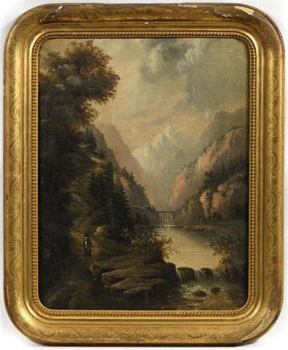 Eugène COTTIN (1840-1902).
Paysage de montagne...