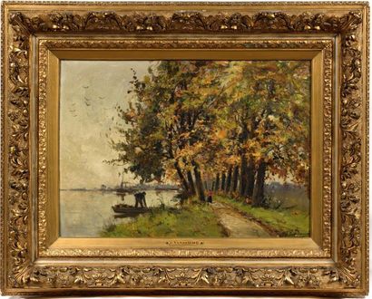 Frans VANDAMME (1858-1925).
Bord de rivière...