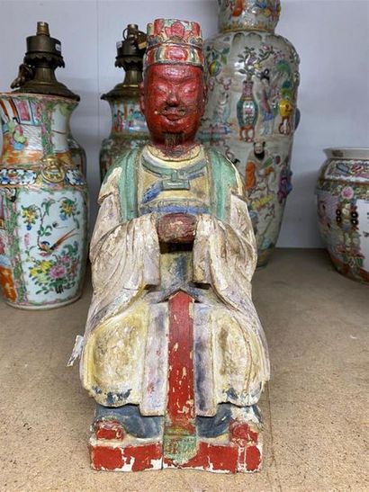CHINE, XIXe, XXe.
Statue en bois sculpté...