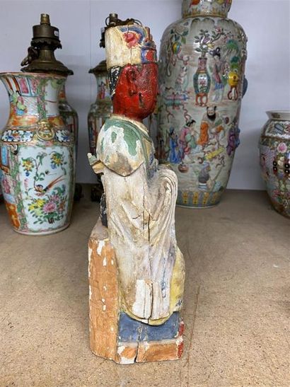 CHINE, XIXe, XXe.
Statue en bois sculpté...