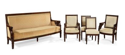 Mobilier de salon en acajou et placage d'acajou...