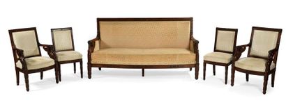 Mobilier de salon en acajou et placage d'acajou...