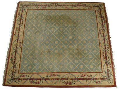 Tapis rectangulaire en laine nouée main,...