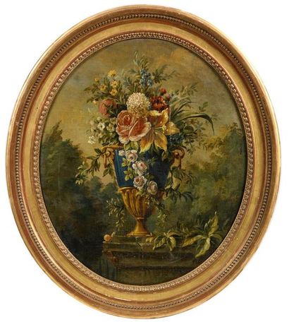 École française XVIIIe.
Vase de fleurs sur...