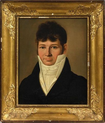 Ecole française XIXe.
Portrait de jeune homme.
Huile...