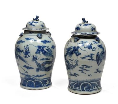 CHINE, fin XIXe, début XXe..
Paire de potiches...