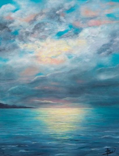 DALINE
Soleil bleu Huile sur toile SBD, 41...