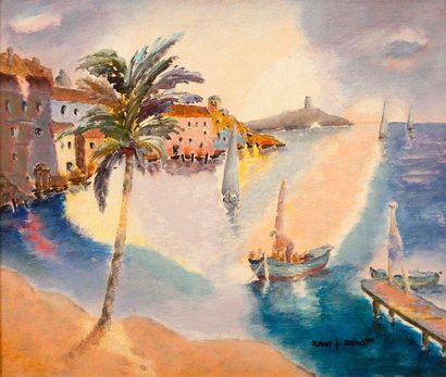 SCHMIDT Robert
La plage aux palmiers Huile...
