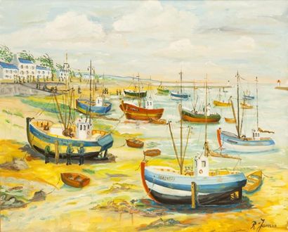 JAMES René
Mousterlin, port breton Huile...