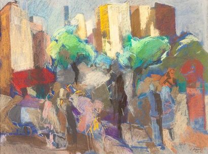 Denis RIVAL
Les tours Pastel sur papier SBD,...